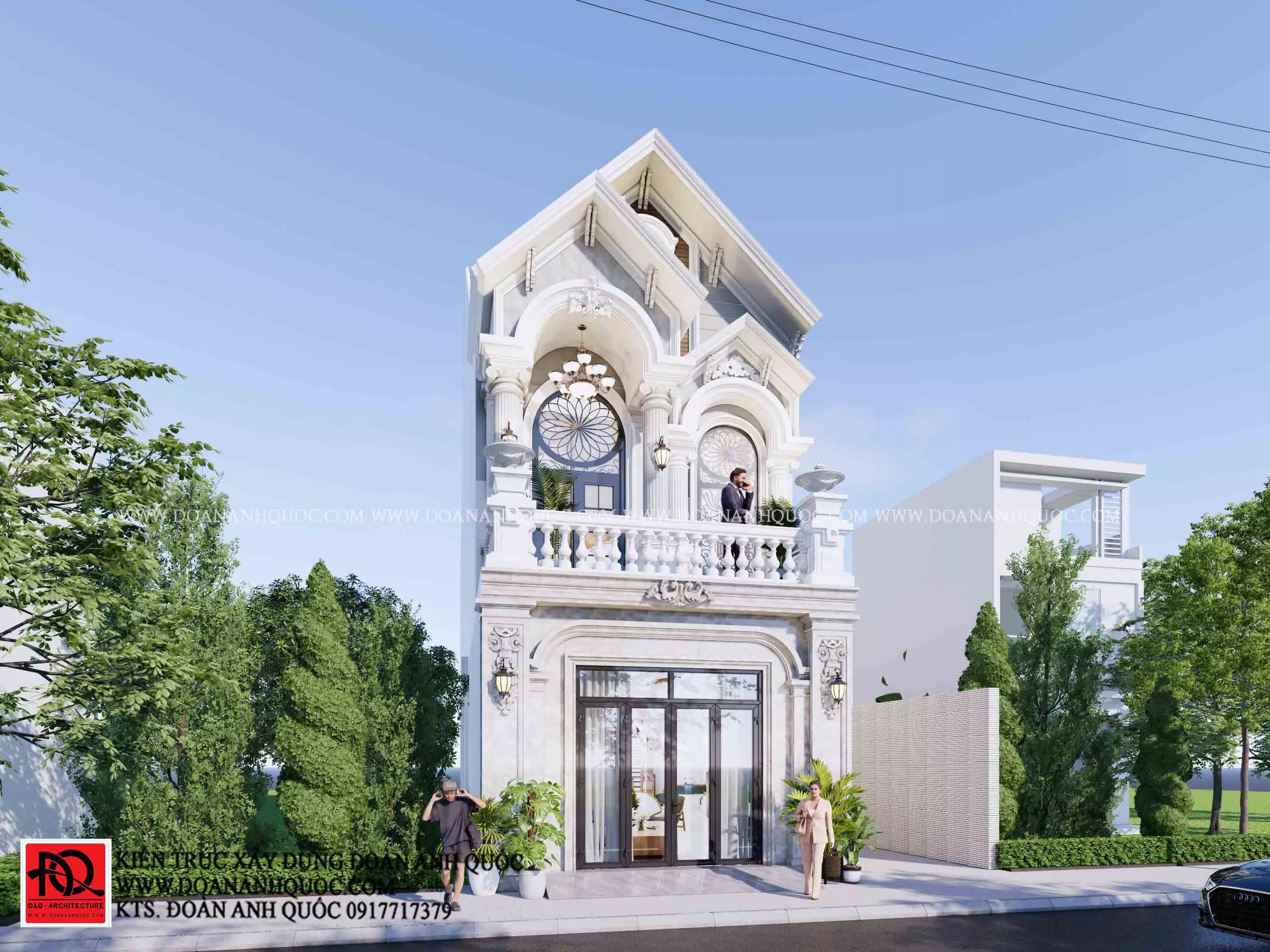 Xây dựng trọn gói nhà phố tân cổ điển mái thái 1 trệt 1 lầu 6x15m tại Phan Thiết